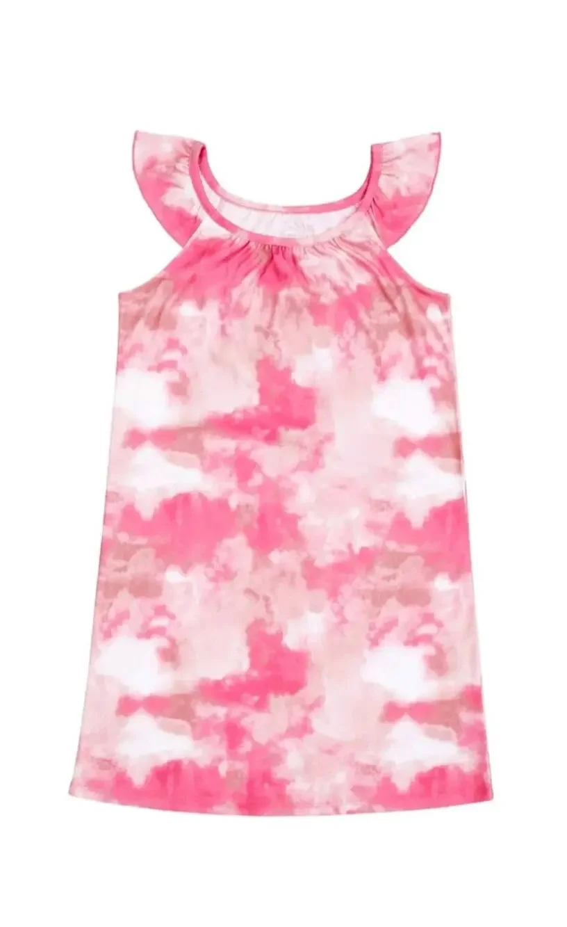 Wonder Nation Girls Flutter Sleeve Tie Dye Sleep Gown, Sizes M (7-8)